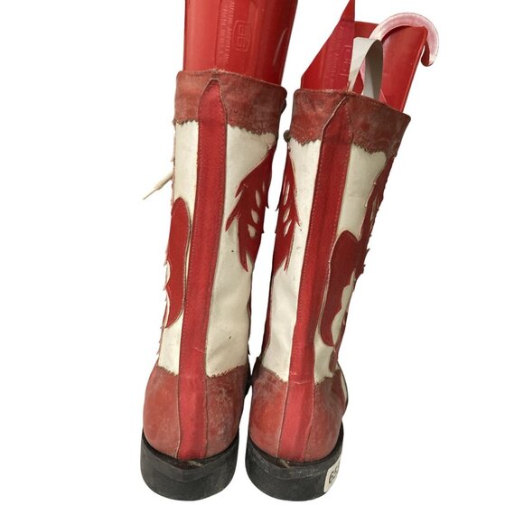 Vintage Calzados Luising Size 37 M(5) W(7) Red White Leather Dragon Boots shoes - Picture 3 of 8